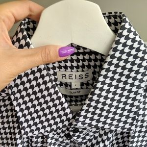 NWT Reiss Houndstooth Slim Fit Dress Shirt